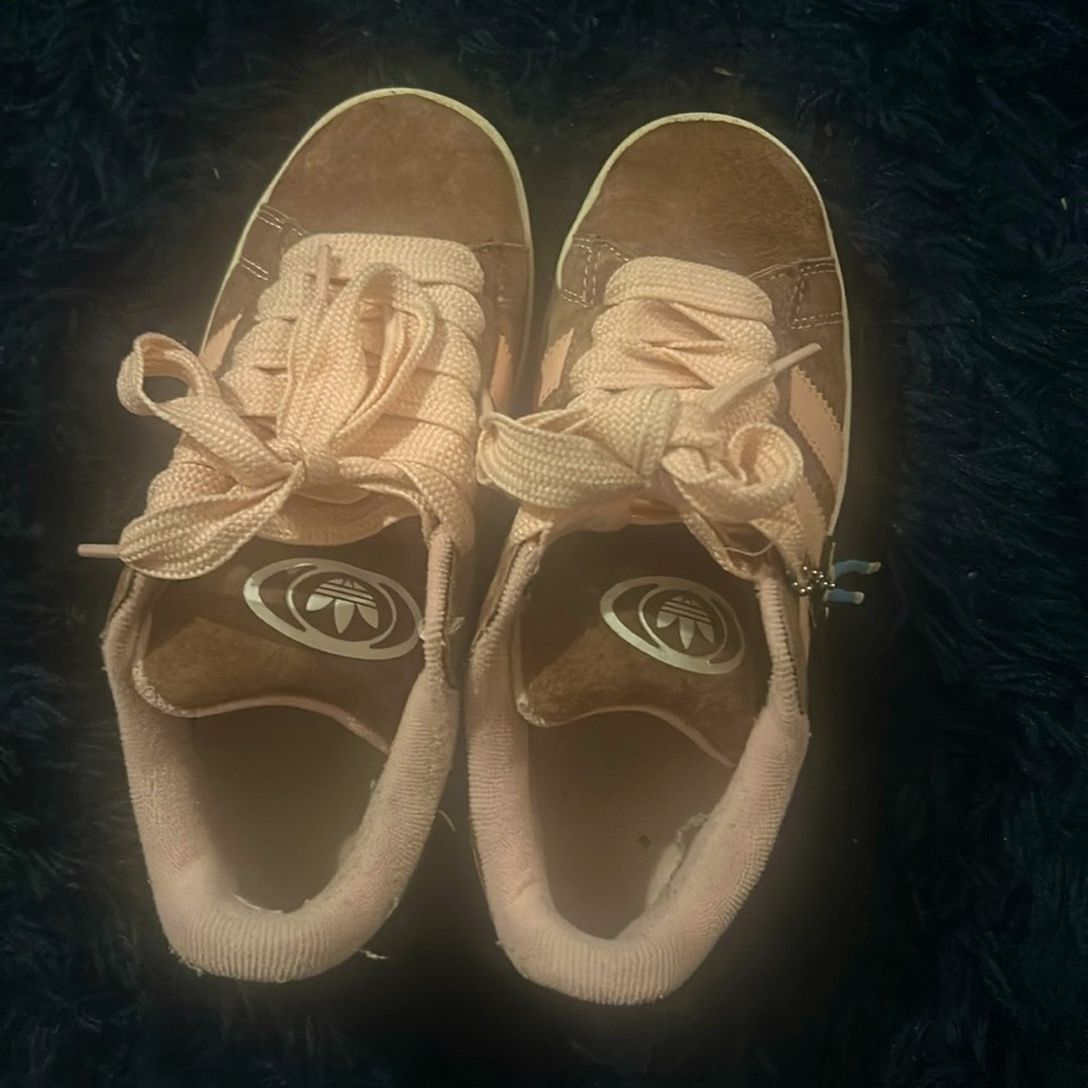 Brown and pink adidas campus 2000s